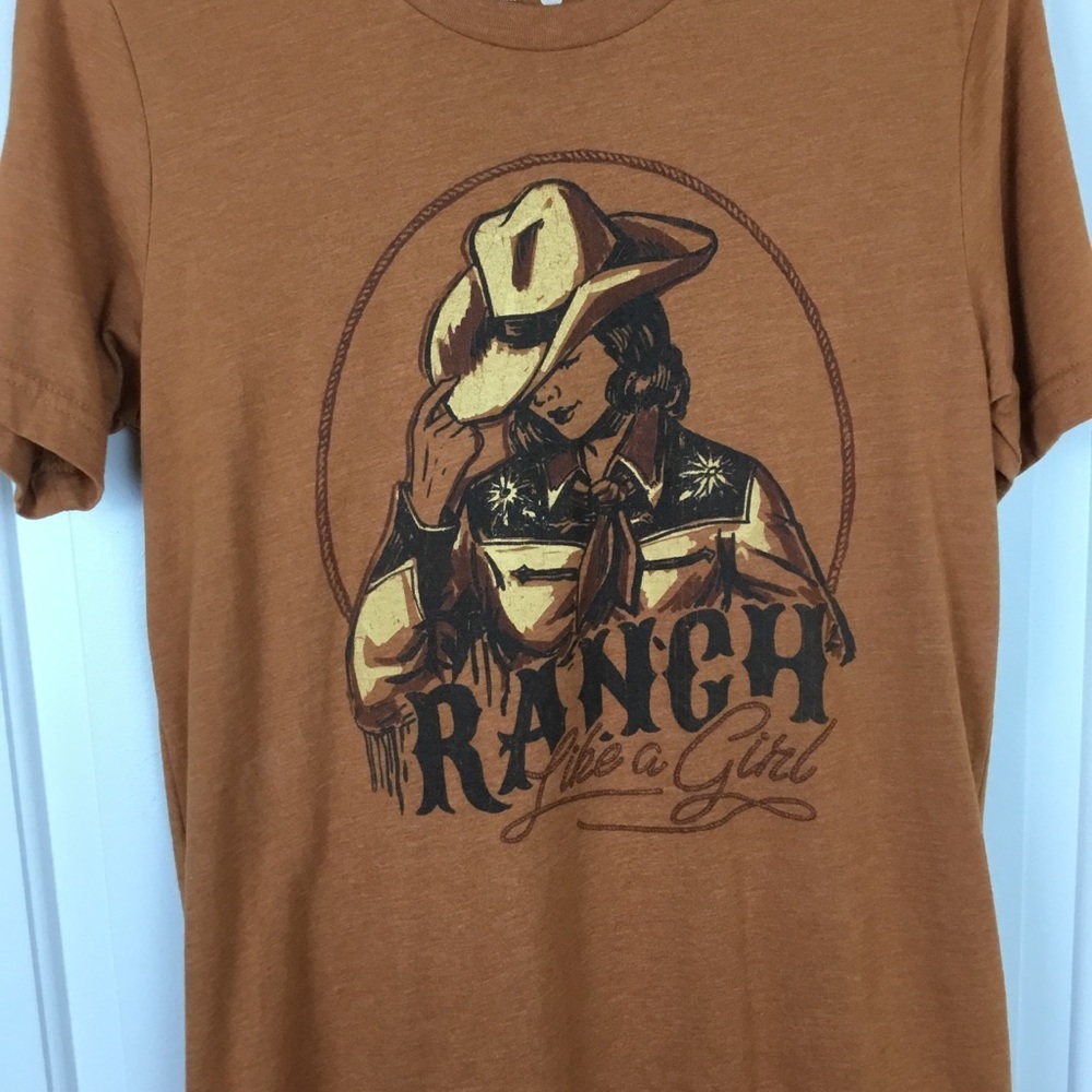 American Hwy Women’s Cowgirl T Shirt “Ranch Like a Girl” Tee Western Size M New - Picture 4 of 8